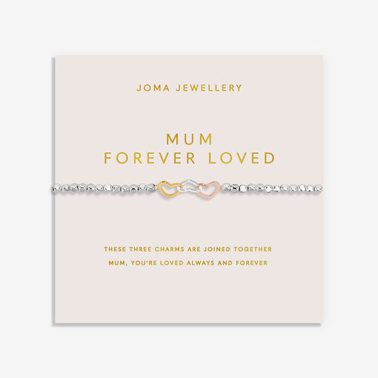 Joma Jewellery bracelet on a pink card with gold text