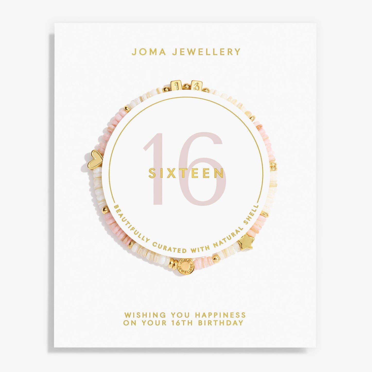 Joma Jewellery bracelet with 'SIXTEEN' on a white background