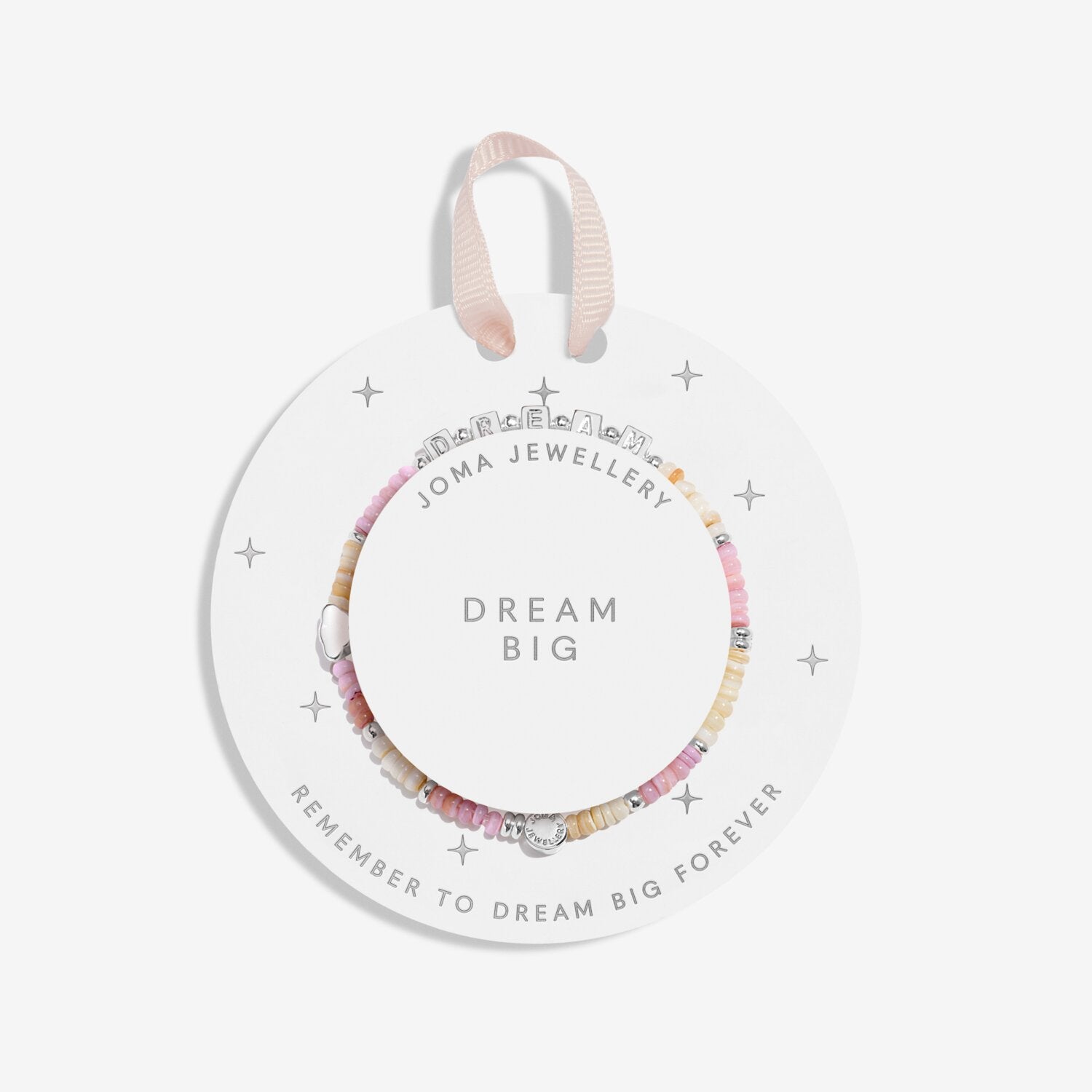 Joma Jewellery bracelet on a white background with 'Dream Big' text