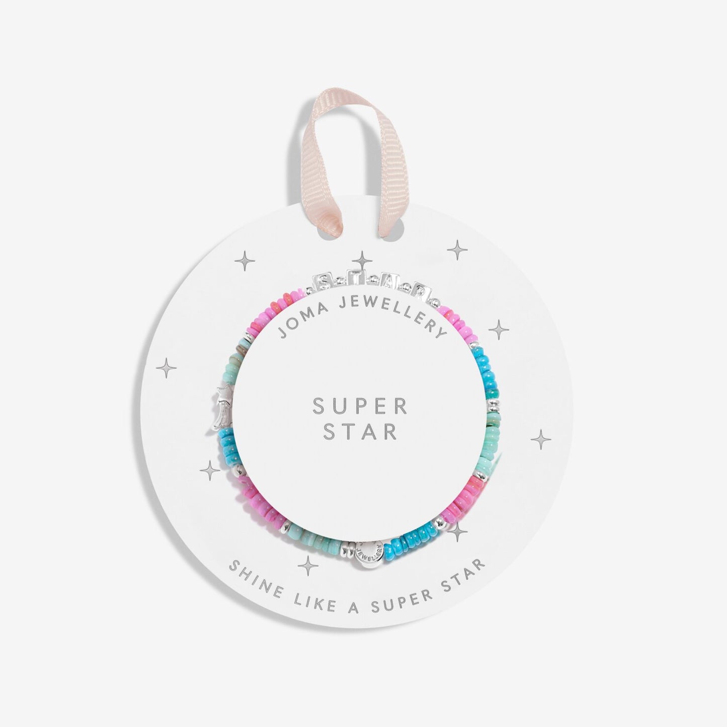 Joma Jewellery bracelet on a branded card with 'Super Star' text