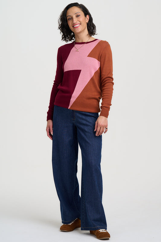 Sugarhill | Rita Jumper | Burgundy Lightening