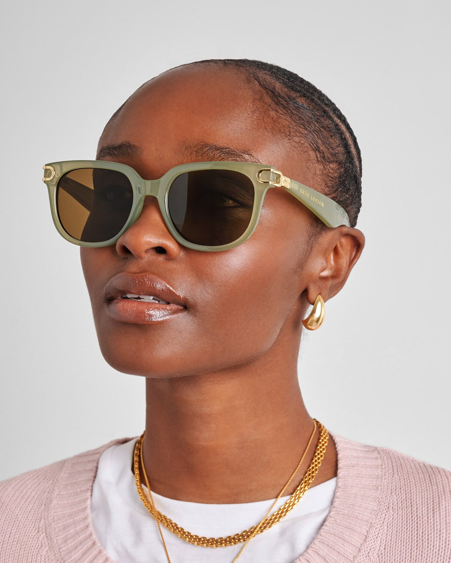 Katie Loxton | Manhattan Square Sunglasses | Frosted Green
