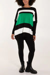 Green Colour Block Jumper