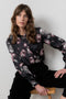 Lily & Me | Rachel Frill Satin Floral Blouse | Black