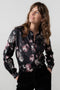 Lily & Me | Rachel Frill Satin Floral Blouse | Black