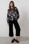 Lily & Me | Rachel Frill Satin Floral Blouse | Black