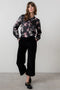 Lily & Me | Rachel Frill Satin Floral Blouse | Black