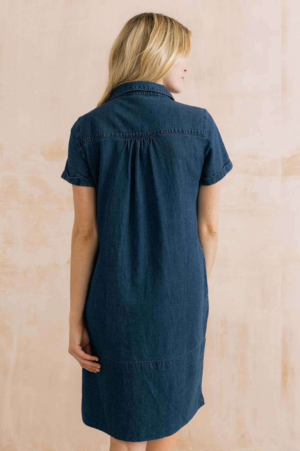 Lily & Me | Lavender Short Sleeve Collared V-Neck Denim Dress