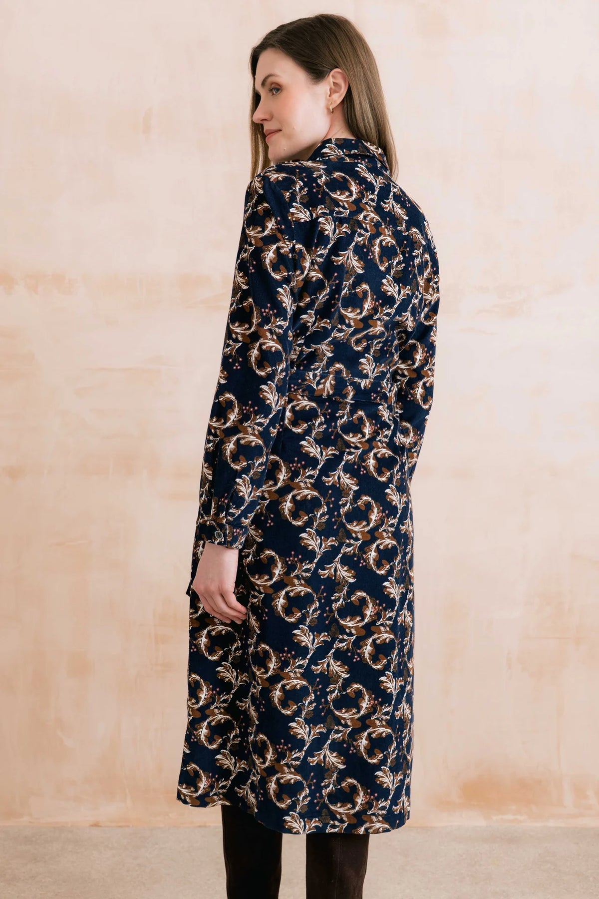 Lily & Me | Anya Cotton Pincord Midi Dress | Navy