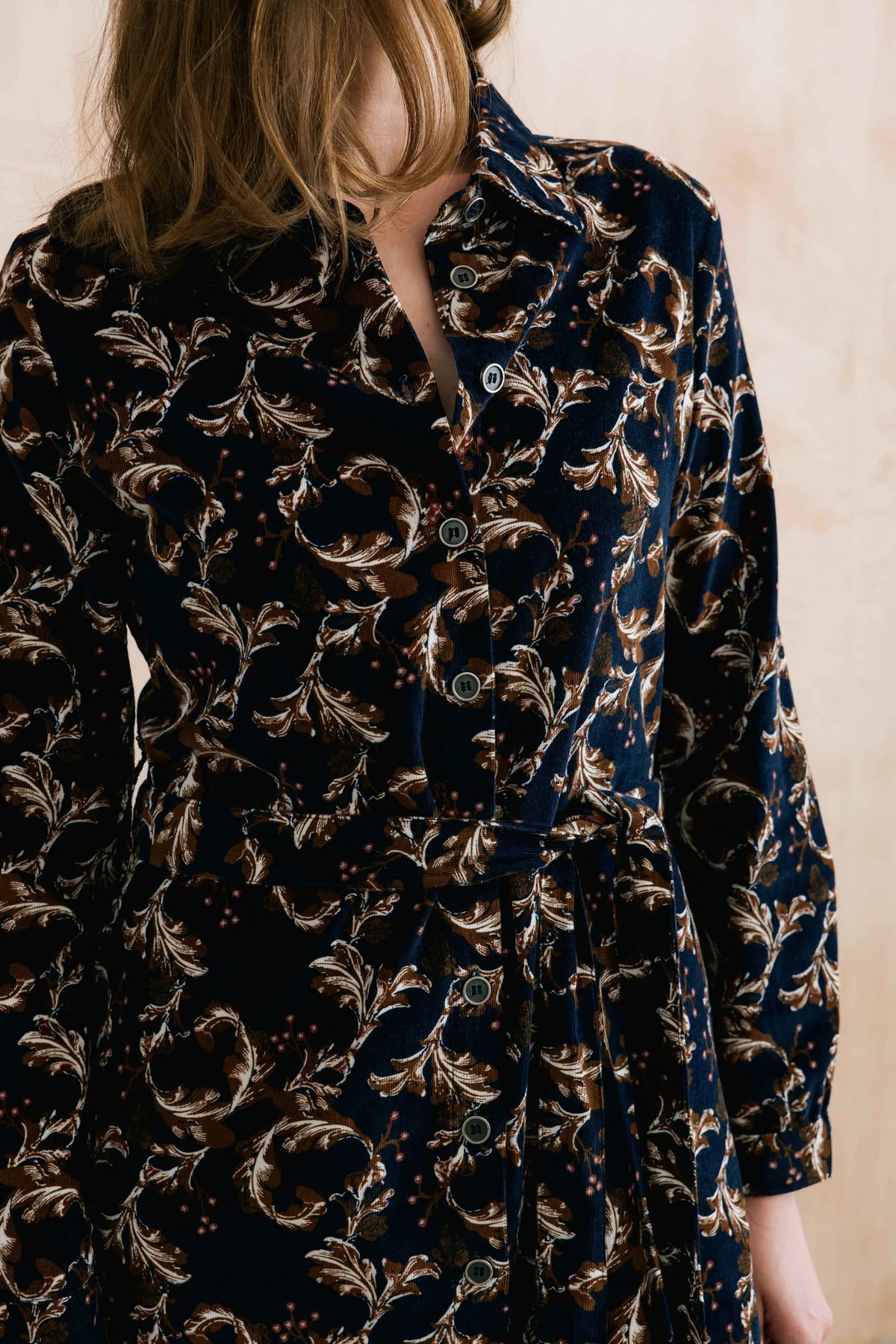Lily & Me | Anya Cotton Pincord Midi Dress | Navy