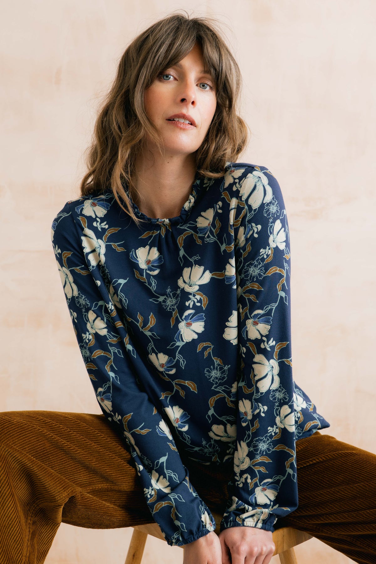 Lily & Me | Eastcombe High Neck Top | Navy