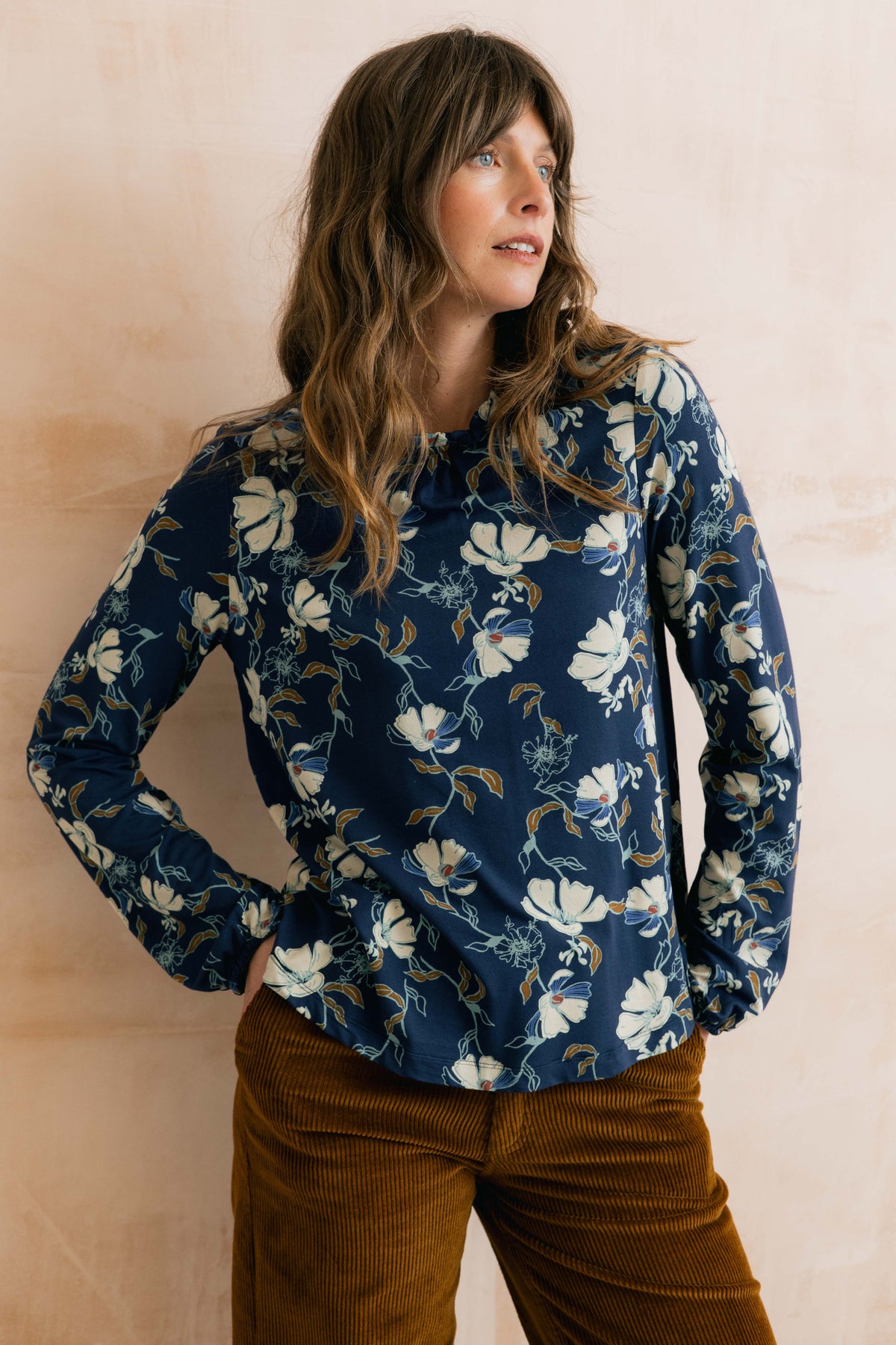 Lily & Me | Eastcombe High Neck Top | Navy