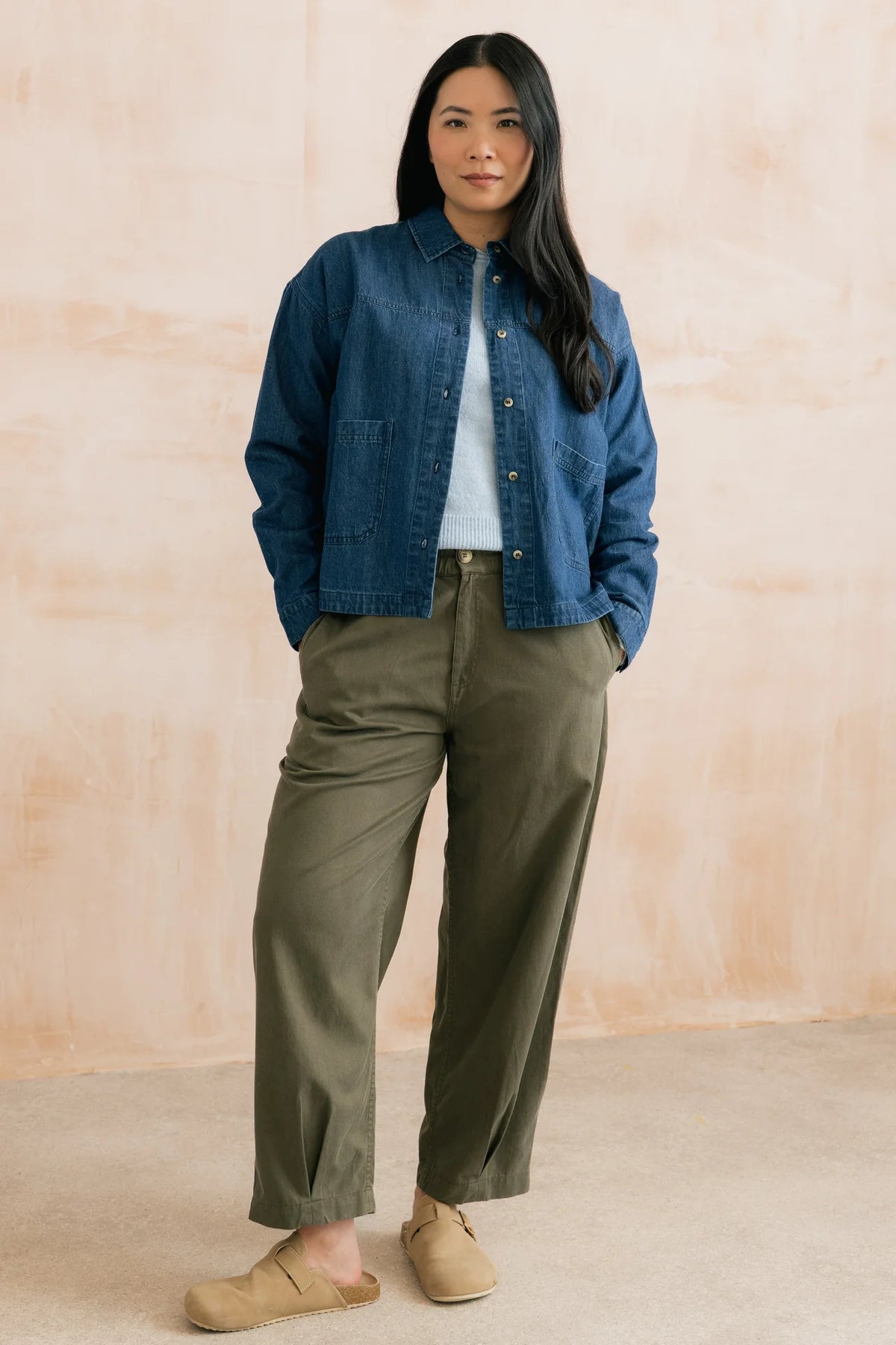 Lily & Me | Shrin Relaxed Barrel Leg Trousers | Olive