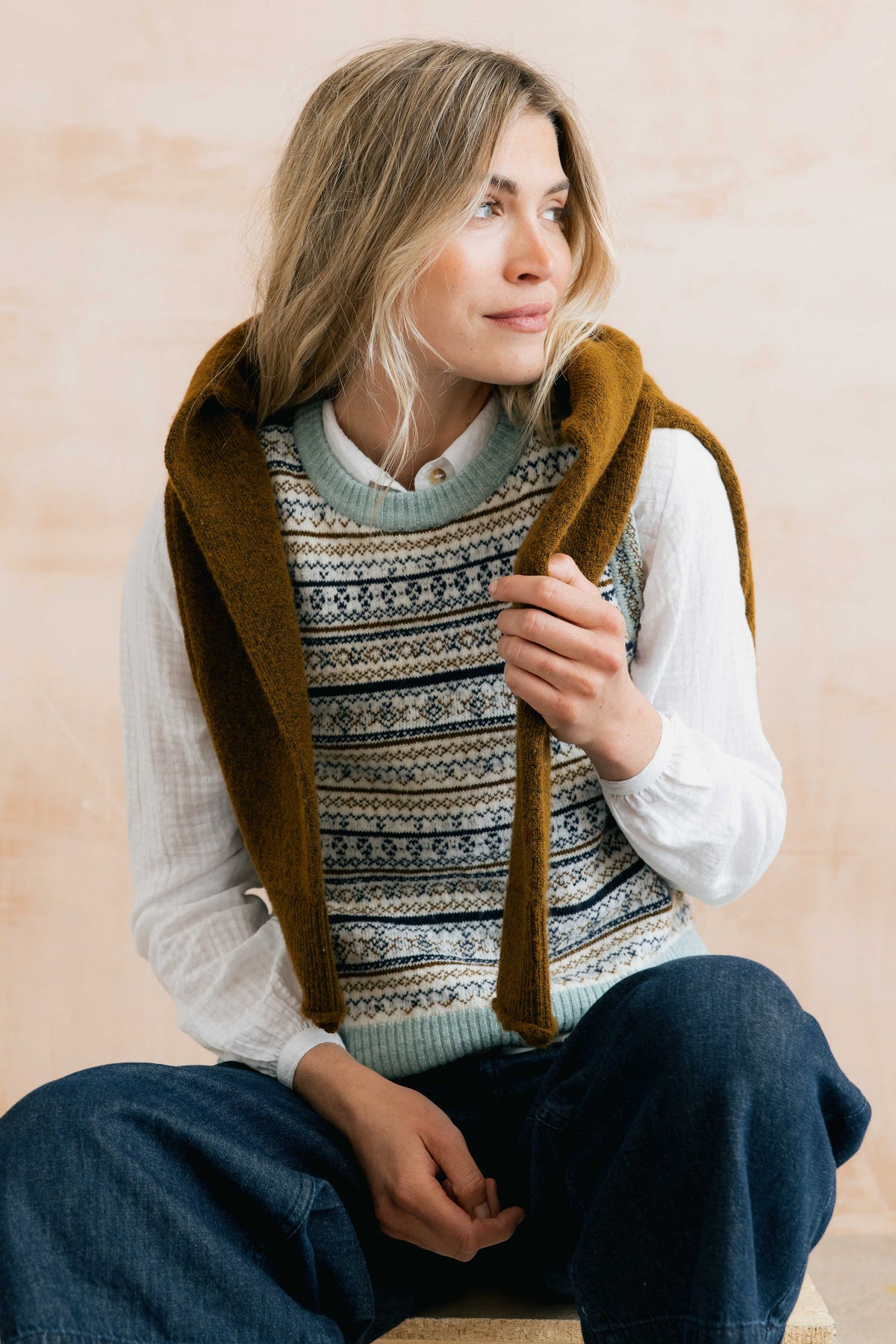 Lily & Me | Joan Fair Isle Knit Tank Top | Mist