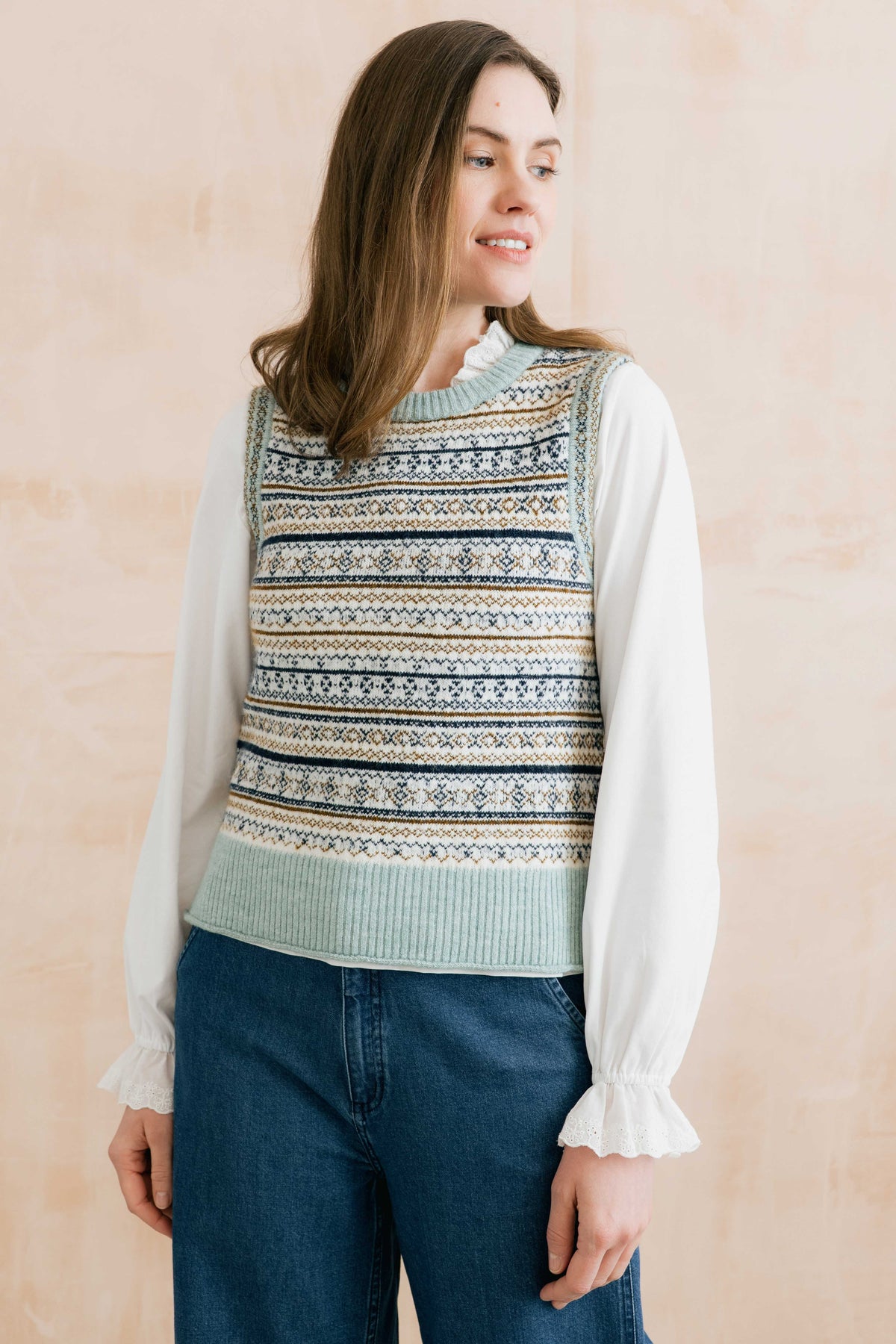 Lily & Me | Joan Fair Isle Knit Tank Top | Mist