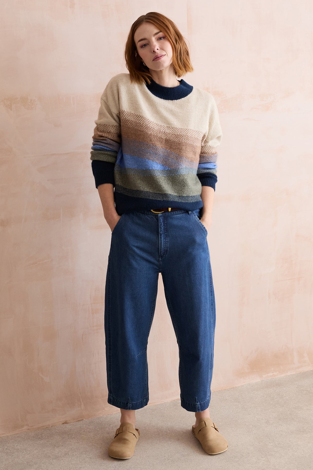 Lily & Me | Artist Jumper Colour Block Knit | Oatmeal