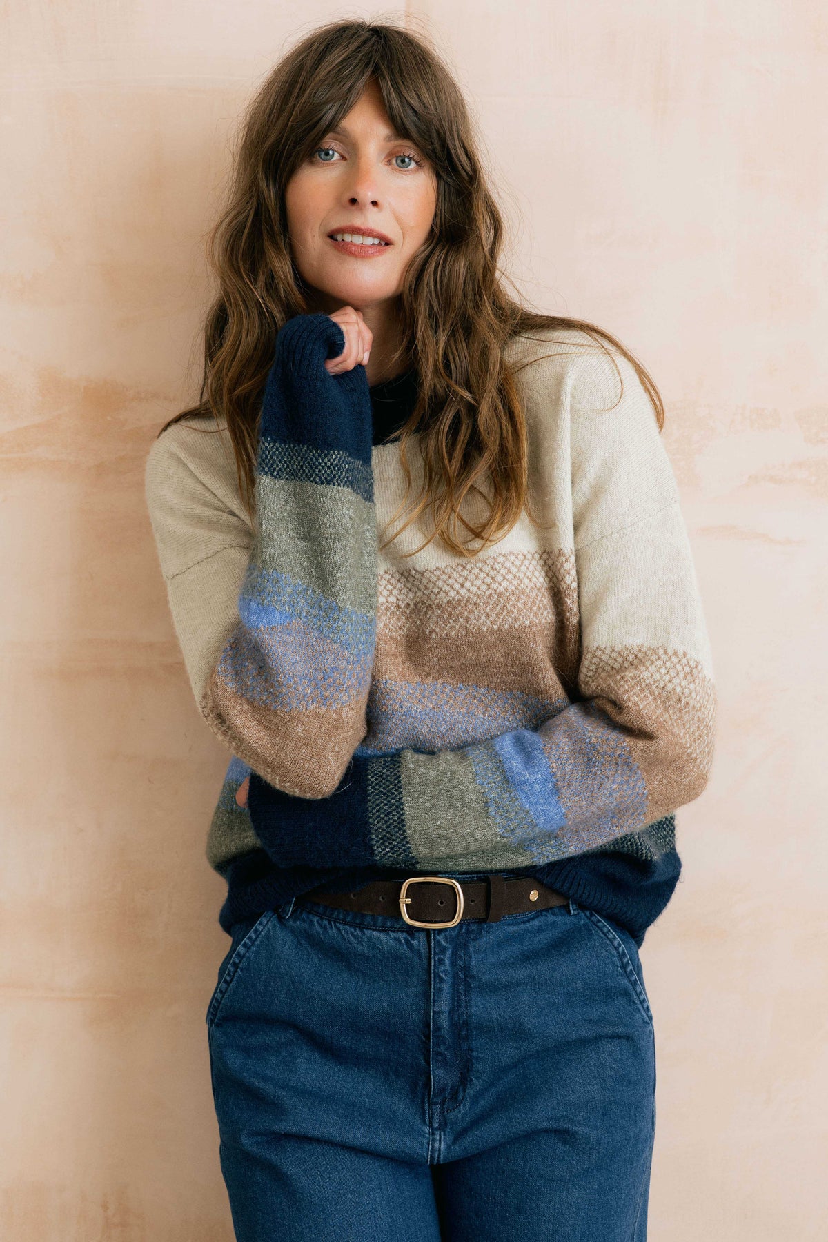 Lily & Me | Artist Jumper Colour Block Knit | Oatmeal