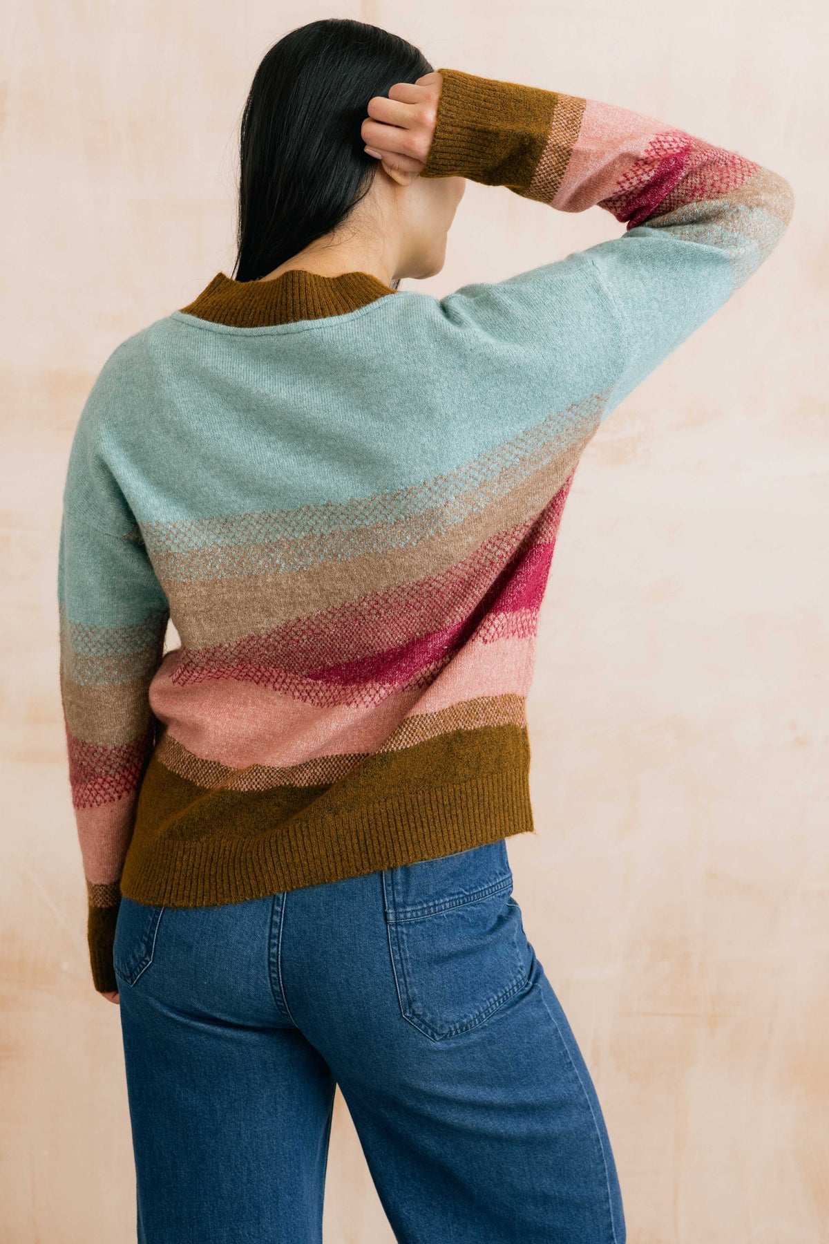 Lily & Me | Artist Jumper Colour Block Knit | Raspberry