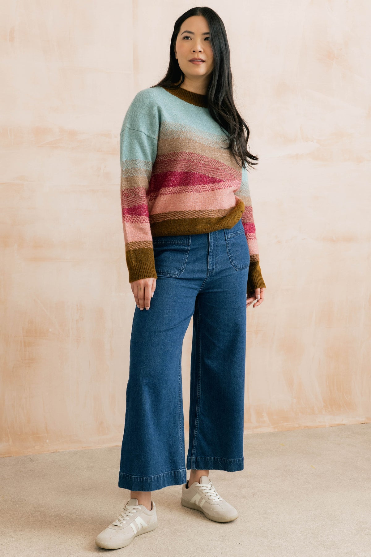 Lily & Me | Artist Jumper Colour Block Knit | Raspberry