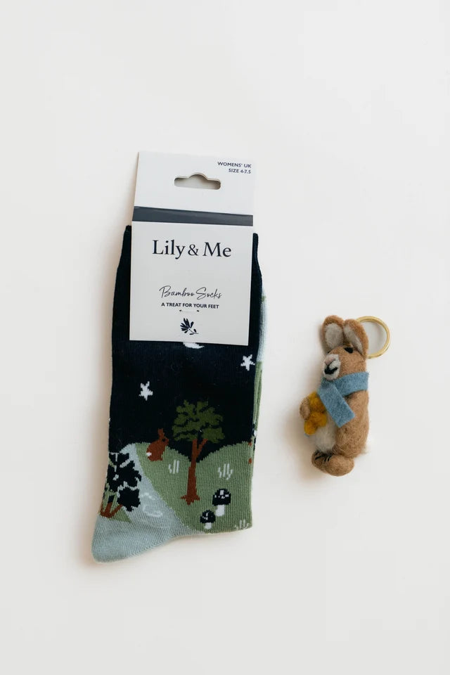 Lily & Me | Moonlight Socks & Celestial Rabbit Keyring Giftbox
