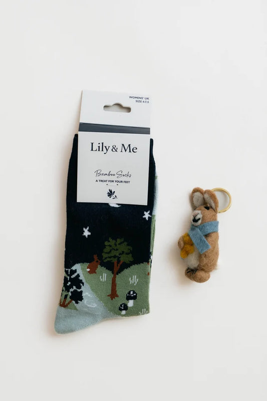 Lily & Me | Moonlight Socks & Celestial Rabbit Keyring Giftbox