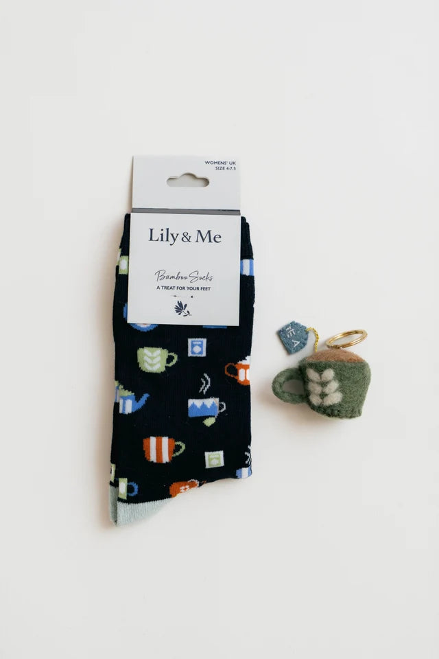 Lily & Me | The Perfect Cuppa Socks And Lovely Cuppa Keyring Giftbox
