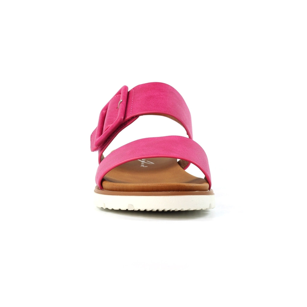 Pink sandal on a white background
