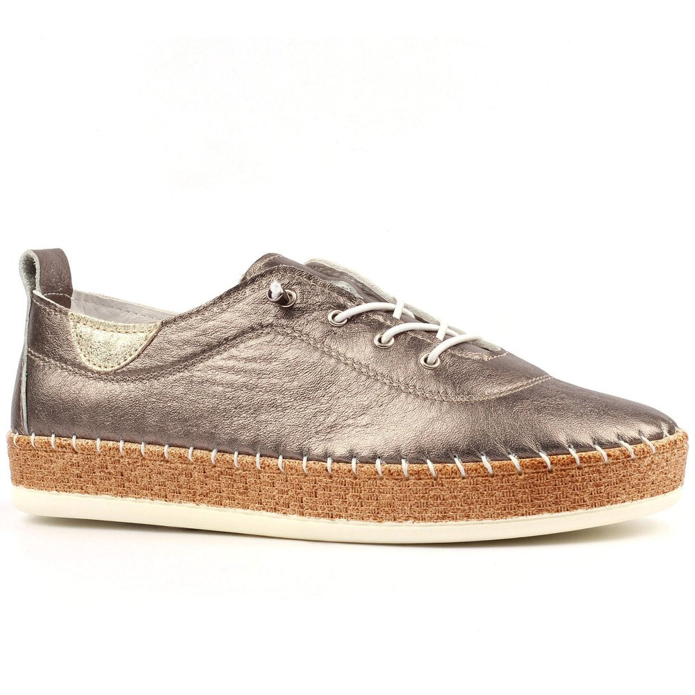 Lunar | Evette Leather Plimsoll | Pewter