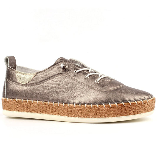 Lunar | Evette Leather Plimsoll | Pewter