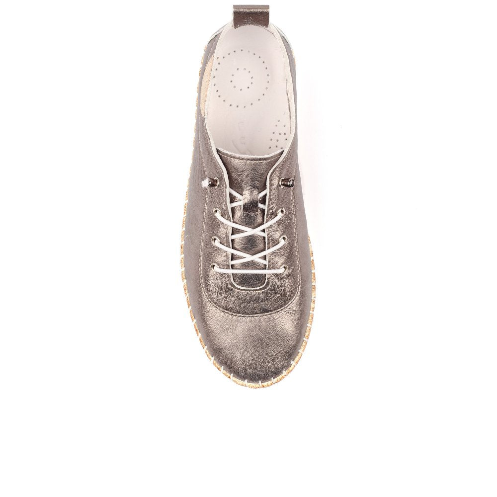 Lunar | Evette Leather Plimsoll | Pewter