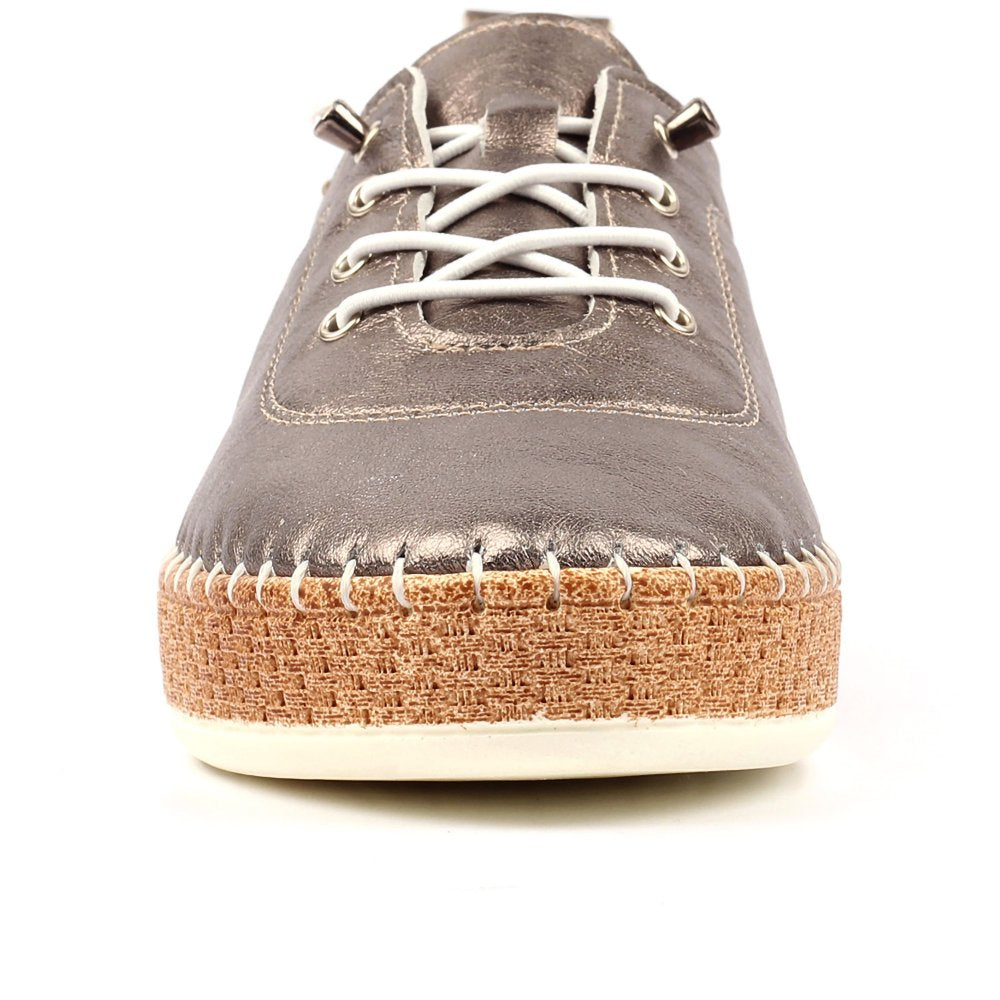 Lunar | Evette Leather Plimsoll | Pewter