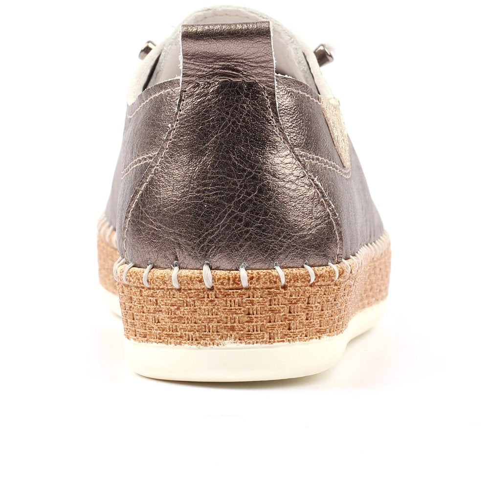 Lunar | Evette Leather Plimsoll | Pewter