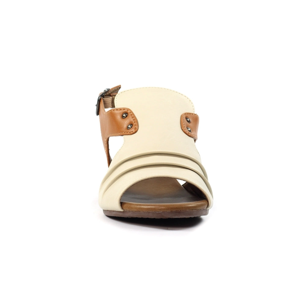 Front view of beige sandal