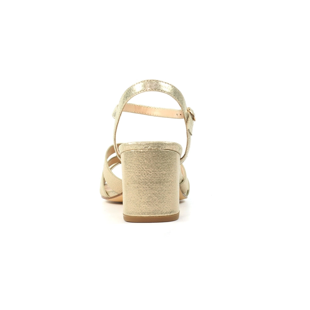 Gold sandal on a white background