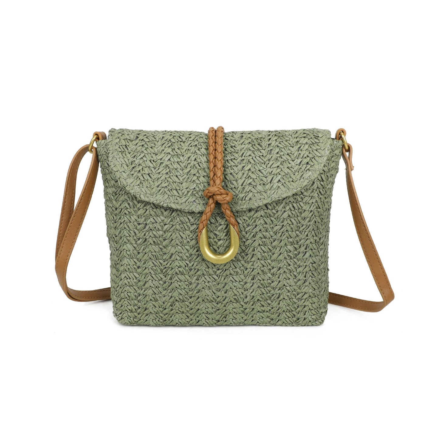 Straw Crossbody Bag | Green