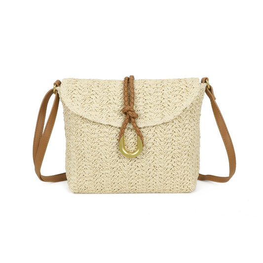 Straw Crossbody Bag | Beige