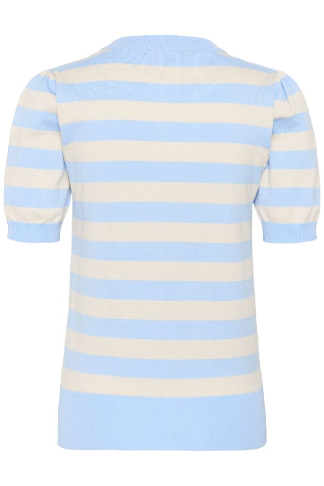 Blue and beige striped shirt on a white background