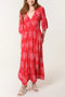 Shirred Waist Dress | Red Ditsy Cluster