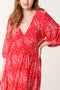 Shirred Waist Dress | Red Ditsy Cluster