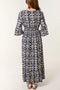 Pre-Order | Shirred Waist Dress | Navy Ikat Print