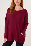 Pre-Order | Batwing Ribbed Sleeve Jumper | Berry