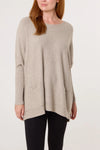 Pre-Order | Batwing Ribbed Sleeve Jumper | Mocha