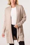 Made In Italy | Longline Ribbed Cardigan | Stone