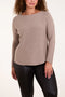 Boat Neck Raw Edge Jumper | Mocha