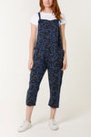 Made In Italy | Leopard Print Dungarees | Navy