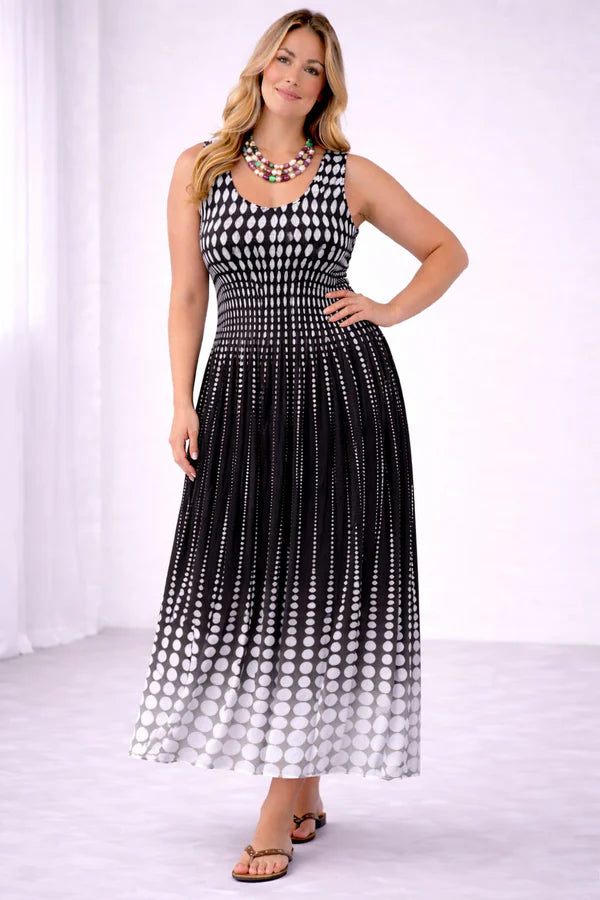 Made In Italy | Polka Dot Maxi Dress | Black
