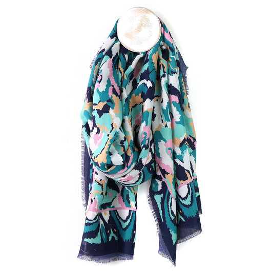 Colorful patterned scarf on a white background