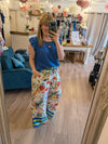 Floral Summer Trousers - Blue & Green