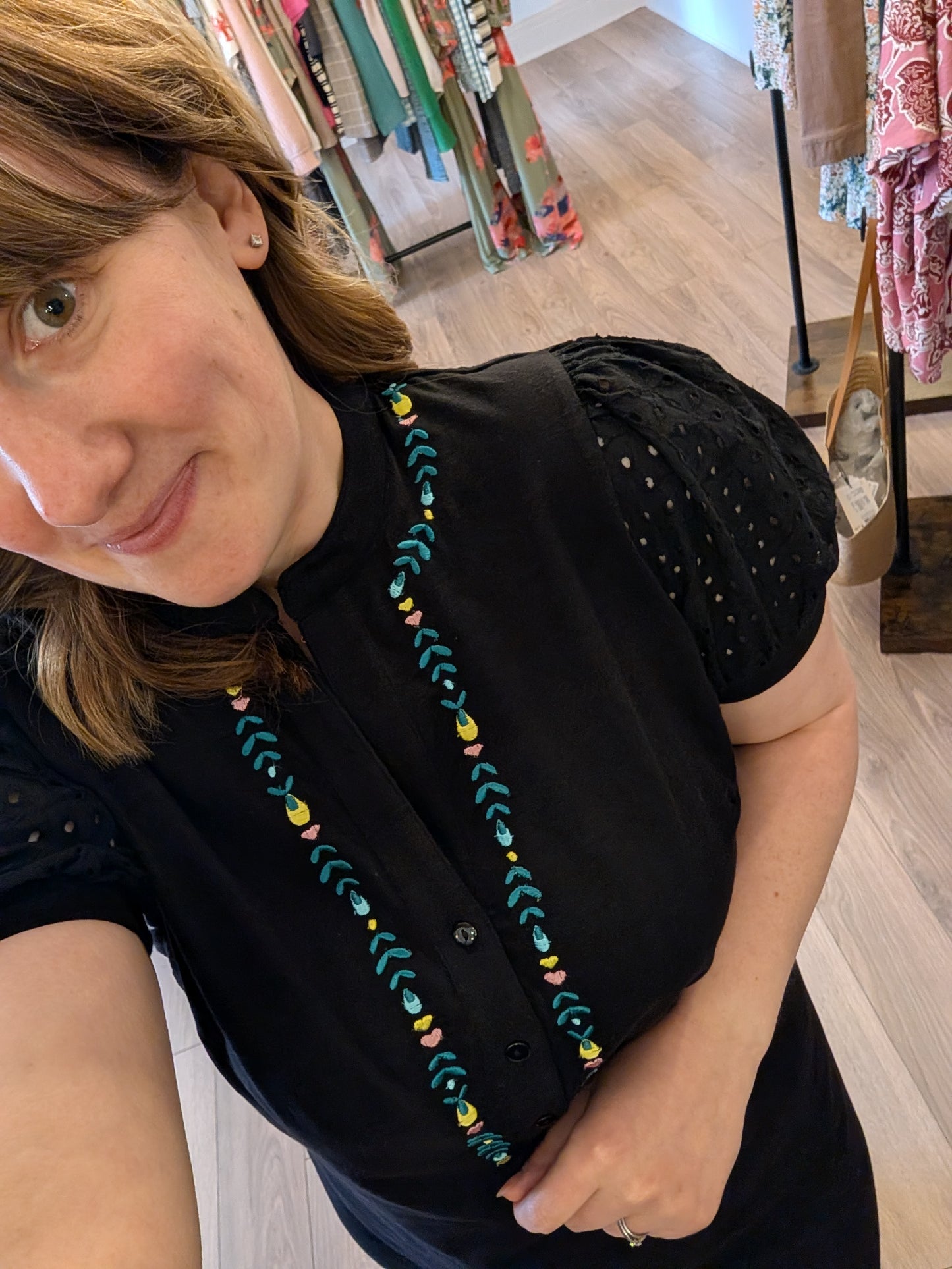 Sugarhill | Kiera Jersey Tunic Embroidered Dress | Black