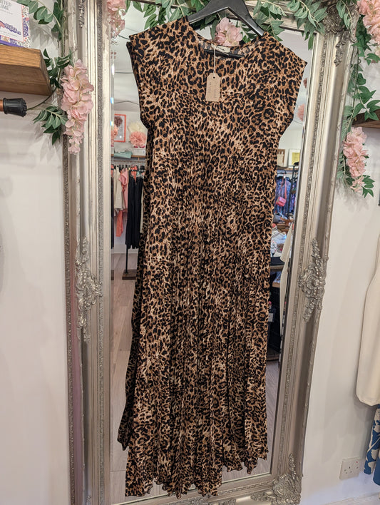 Pre-Loved | Made In Italy Pleated Leopard Dress
